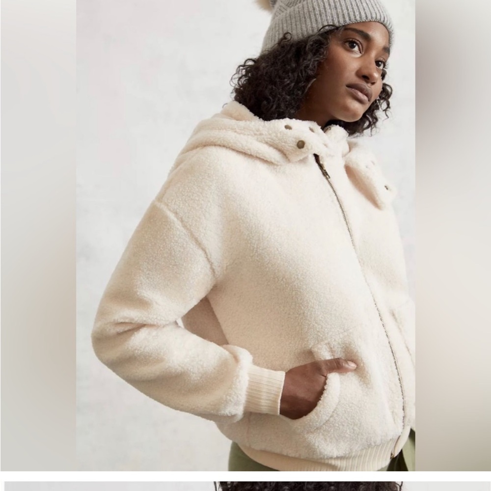 Anthropologie Cozy Cream Teddy Jacket | Size Medium |
